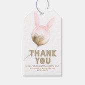 Bunny Balloon en Brown Pink Dank je Cadeaulabel (Voorkant)