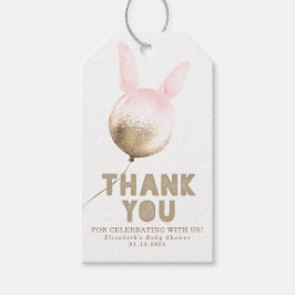 Bunny Balloon en Brown Pink Dank je Cadeaulabel