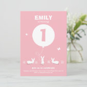 BUNNY BALLOON | Lichtroze kinderen van zaterdag ui Kaart (Staand voorkant)