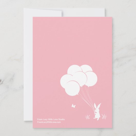 BUNNY BALLOON | Lichtroze kinderen van zaterdag ui Kaart (Achterkant)