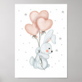 Bunny Balloon Nursery Poster Kinder Room Print (Voorkant)