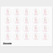 Bunny & Balloon Roze 1e Verjaardag Ronde Sticker (Vel)