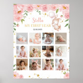 Bunny Balloon Verjaardagsfoto Mijlpaal Poster (Voorkant)