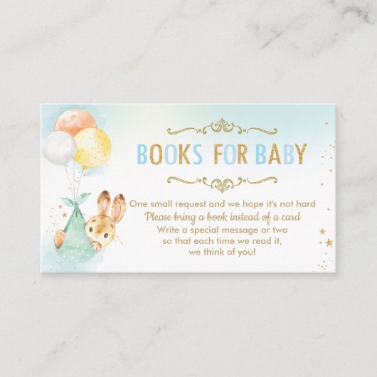 Bunny Balloons Baby shower brengt boek in plaats d Informatiekaartje (Voorkant)