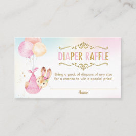 Bunny Balloons Baby shower Diaper Raffle Ticket Informatiekaartje