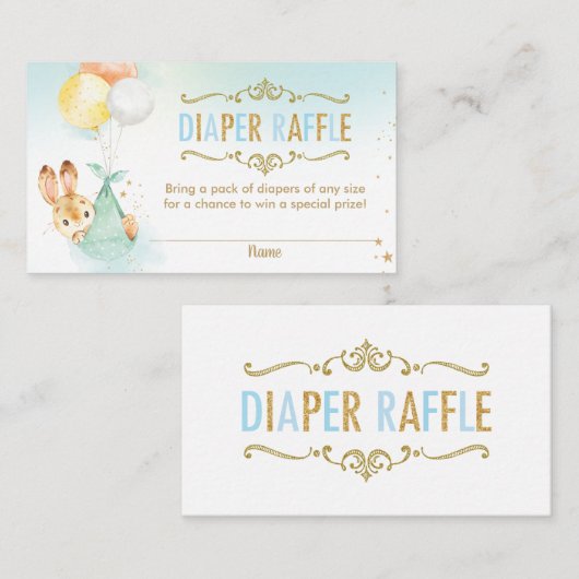 Bunny Balloons Baby shower Diaper Raffle Ticket Informatiekaartje (Voorkant / Achterkant)