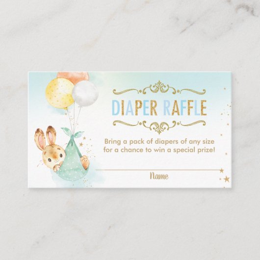 Bunny Balloons Baby shower Diaper Raffle Ticket Informatiekaartje (Voorkant)