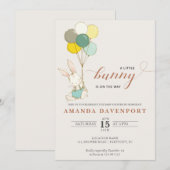 Bunny Balloons baby shower Uitnodiging (Voorkant / Achterkant)
