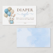 Bunny Balloons Blue Baby Boy Douche Luier Raffle Informatiekaartje (Voorkant / Achterkant)