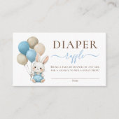 Bunny Balloons Blue Baby Boy Douche Luier Raffle Informatiekaartje (Voorkant)