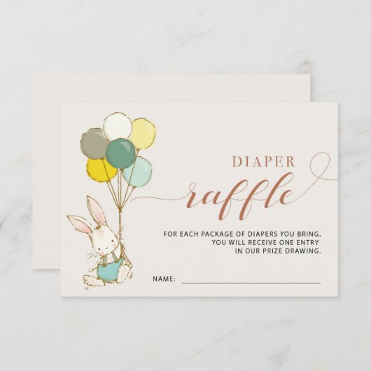 Bunny Balloons Diaper-kaart Kaart (Voorkant / Achterkant)