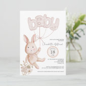 Bunny Balloons Waterverf Boho Neutral Baby shower Kaart (Staand voorkant)