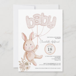 Bunny Balloons Waterverf Boho Neutral Baby shower Kaart