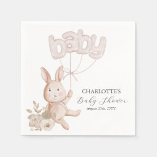 Bunny Balloons Waterverf Boho Neutral Baby shower Servet