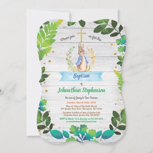 Bunny Baptism Christening First Communion greenery Kaart (Voorkant)