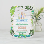 Bunny Baptism Christening First Communion greenery Kaart (Staand voorkant)