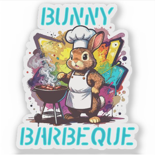 Bunny Barbeque Sticker (Voorkant)