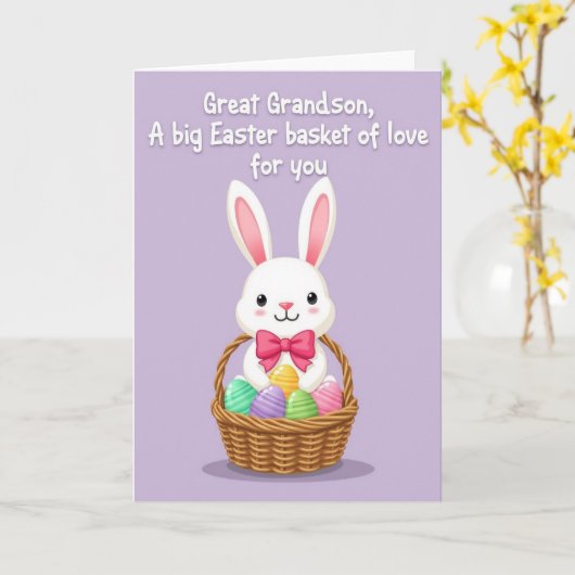 Bunny Basket Easter Card Kaart (Gele Bloem)