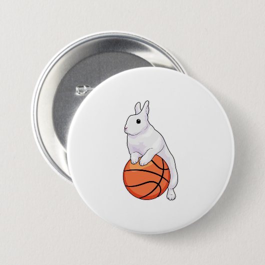 Bunny Basketball-speler Basketball Ronde Button 7,6 Cm (Voorkant /achterkant)