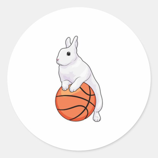Bunny Basketball-speler Basketball Ronde Sticker (Voorkant)