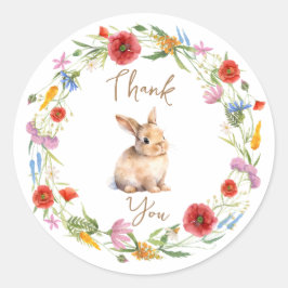 Bunny bedankt sticker bloemenachtig 