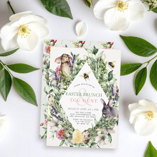 Bunny & Bee Groene Rhombus Pasen Brunch Kaart