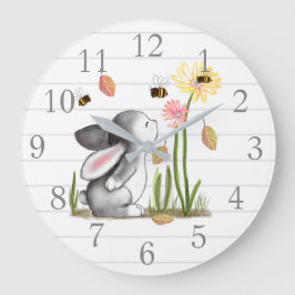 Bunny Bees Nursery Decor Wall klok