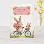 Bunny Bicycle Ride Greeting Card Kaart (Gele Bloem)