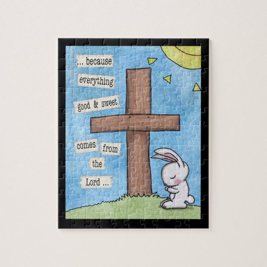 Bunny bidt bij het kruis legpuzzel (Verticaal)