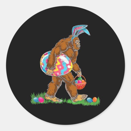 Bunny Bigfoot Sasquatch Happy Easter Day Eggs Hunt Ronde Sticker (Voorkant)