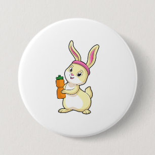 Bunny bij Fitness met Drink fles Ronde Button 7,6 Cm