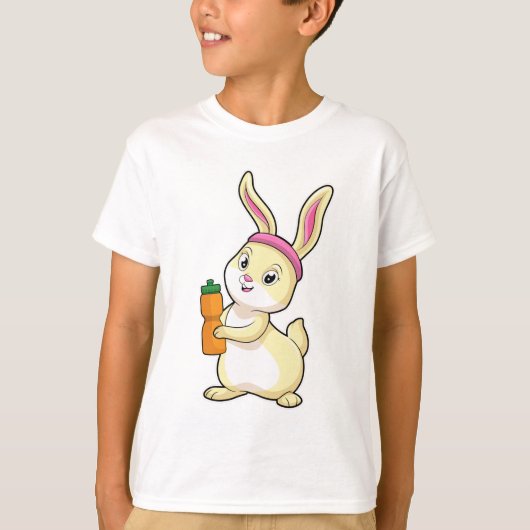 Bunny bij Fitness met Drink fles T-shirt (Voorkant)