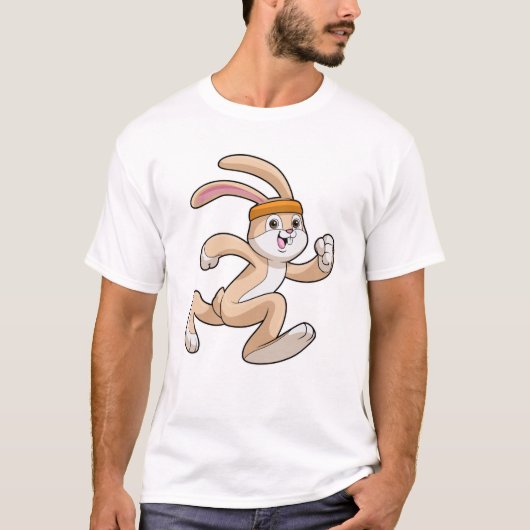 Bunny bij het runnen met hoofdband t-shirt (Voorkant)
