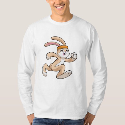 Bunny bij het runnen met hoofdband t-shirt (Voorkant)
