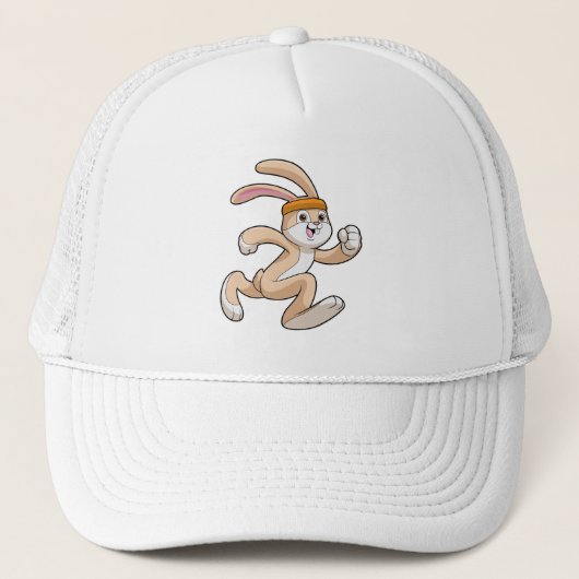 Bunny bij het runnen met hoofdband trucker pet (Voorkant)