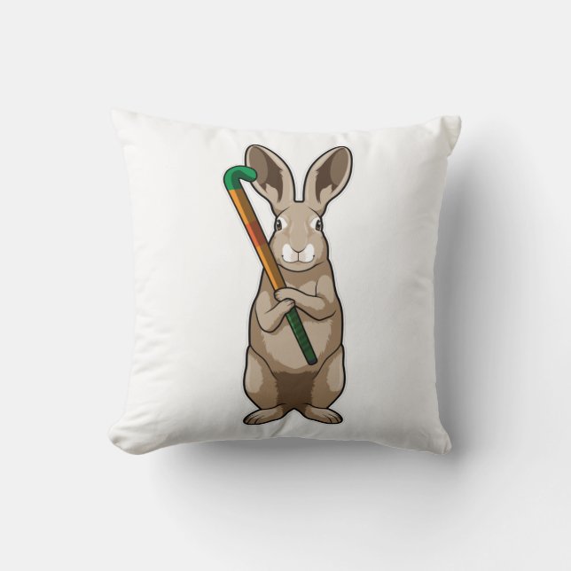 Bunny bij Hockey met Hockey stick Kussen (Voorkant)