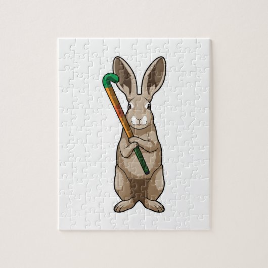 Bunny bij Hockey met Hockey stick Legpuzzel (Verticaal)