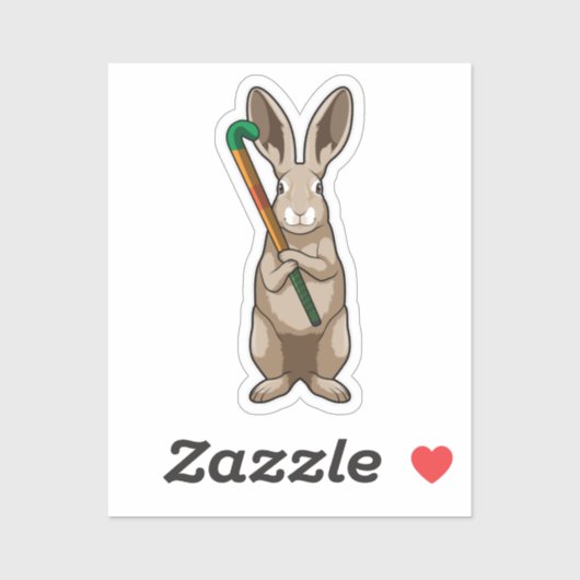 Bunny bij Hockey met Hockey stick Sticker (Vel)