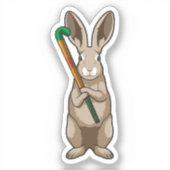 Bunny bij Hockey met Hockey stick Sticker (Voorkant)