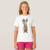 Bunny bij Hockey met Hockey stick T-shirt (Voorkant volledig)