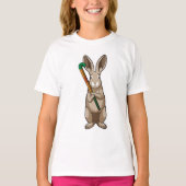 Bunny bij Hockey met Hockey stick T-shirt (Voorkant)