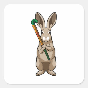 Bunny bij Hockey met Hockey stick Vierkante Sticker