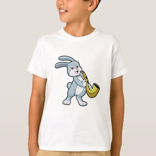 Bunny bij Music met Saxofoon T-shirt (Voorkant)
