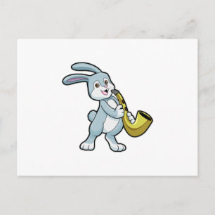 Bunny bij Muziek met Saxophone Briefkaart