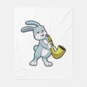 Bunny bij Muziek met Saxophone Fleece Deken (Voorkant)