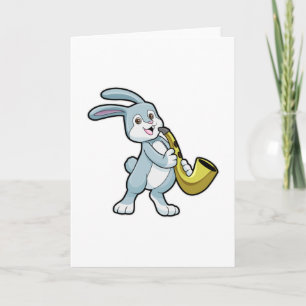 Bunny bij Muziek met Saxophone Kaart
