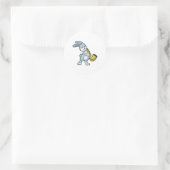 Bunny bij Muziek met Saxophone Ronde Sticker (Tas)