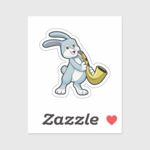 Bunny bij Muziek met Saxophone Sticker
