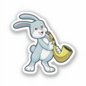 Bunny bij Muziek met Saxophone Sticker (Voorkant)