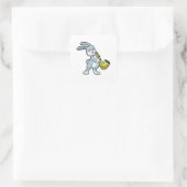 Bunny bij Muziek met Saxophone Vierkante Sticker (Tas)